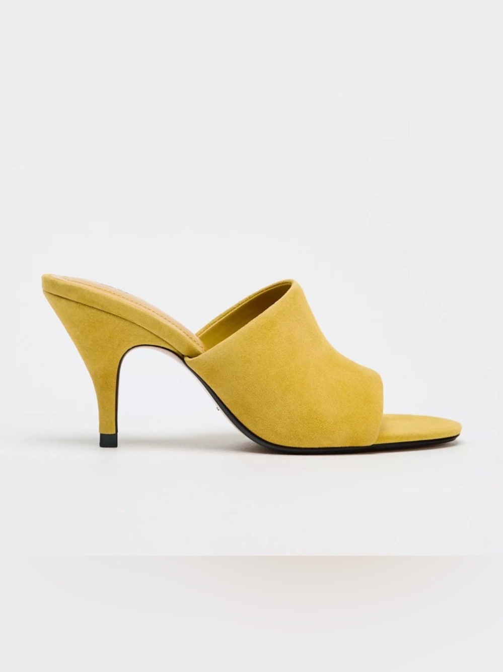 ZARA Mustard Yellow Leather Mules
